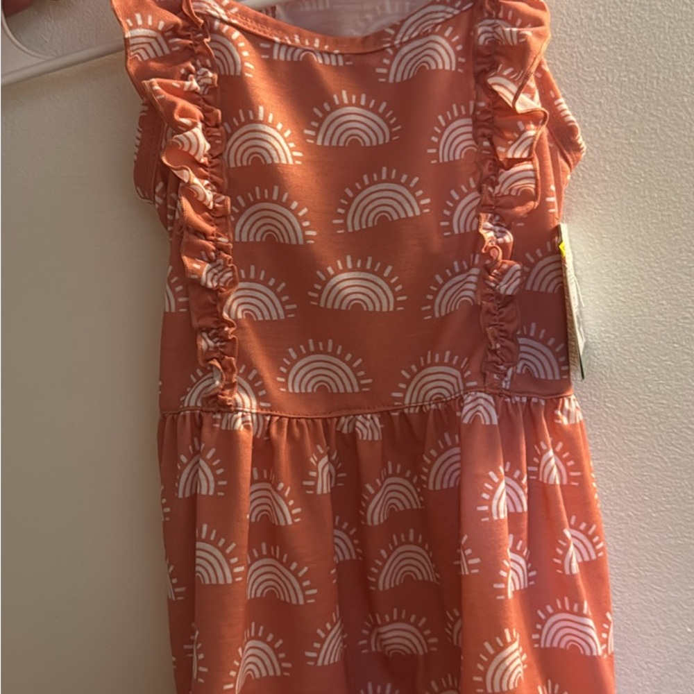 Orange Ruffled Sundress with Flutter Sleeves